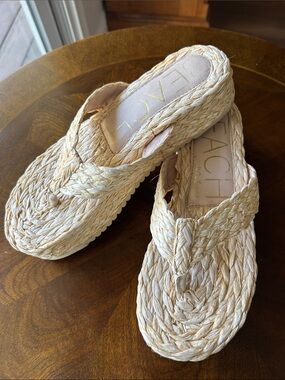 BEACH by Matisse Sailor Platform Sandal,Tong Slip On,natural raffia Women’s 8